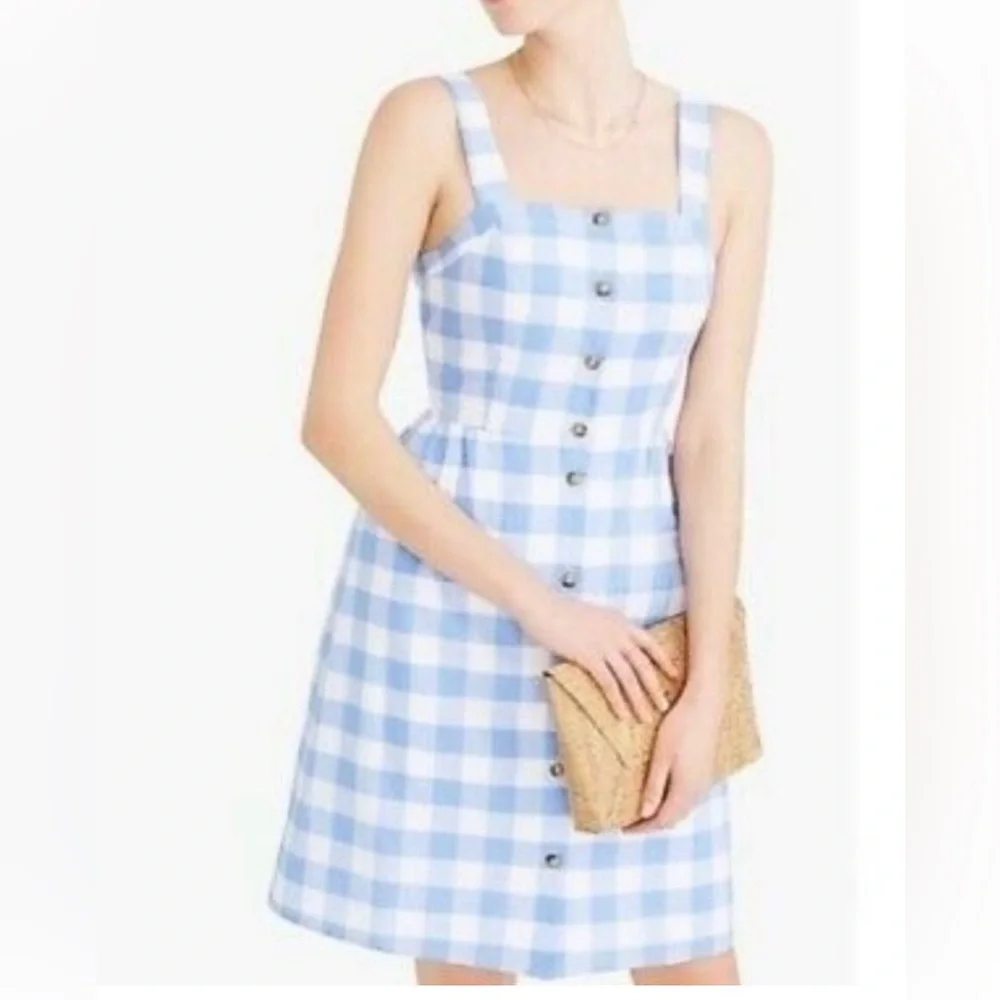 J. Crew Gingham Dress Blue size 0